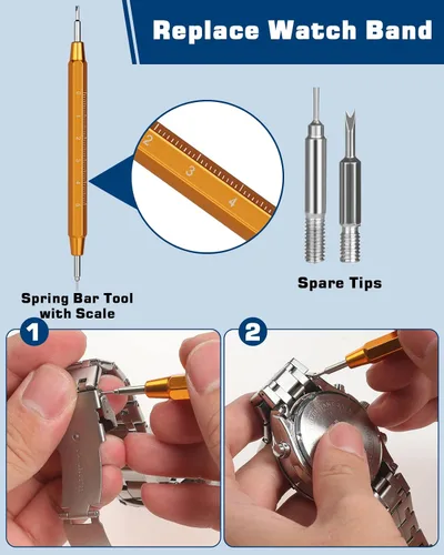 Vista 7 de Vastar Watch Repair Kit Watch Repair Tools Professional Spring Bar Tool Set Watch Band Link Pin Tool Set with Carrying Case