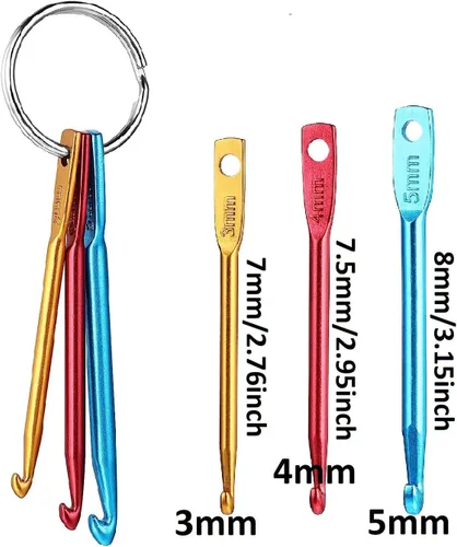 Vista 4 de Zuoyou Kit de gancho de ganchillo con mini gancho de ganchillo, aguja de tejer afgana tunecina de aluminio con ojo