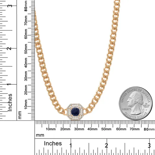 Vista 6 de Gem Stone King Collar con colgante de cadena de eslabones cubanos chapados en oro amarillo de 14 quilates con piedra natal y moissanita blanca