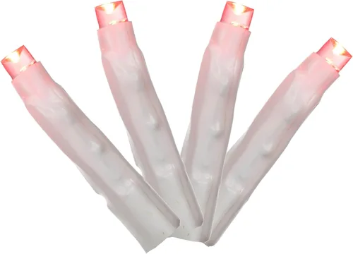 Vista 6 de Vickerman Juego de 144 luces LED naranjas, juego de luces navideñas de 24 pies, cable blanco