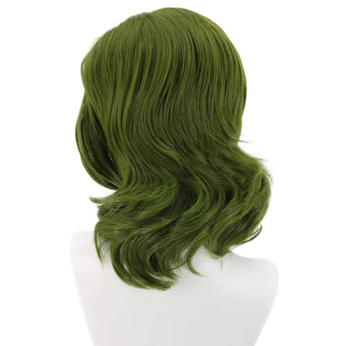 Vista 4 de PATTNIUM Peluca verde para hombre, peluca corta ondulada de anime verde oscuro, peluca de anime para hombres y niños, peluca de pelo sintético