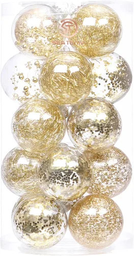 Vista 30 de Sea Team Juego de bolas de Navidad de plástico transparente, inastillables, varios tamaños, bolas decorativas de Navidad con decoraciones delicadas