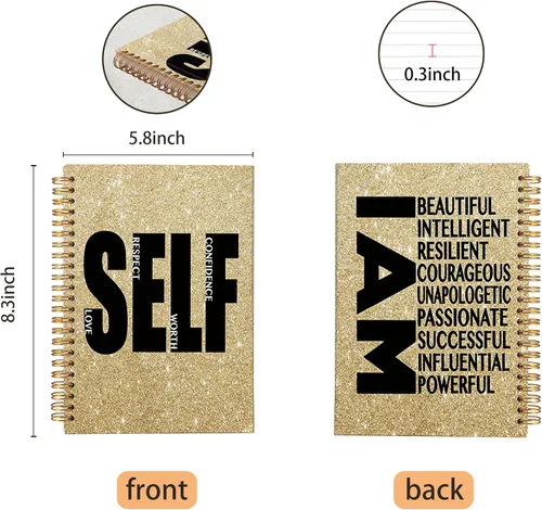 Vista 5 de VNWEK Black Woman I Am Beautiful - Cuaderno de espiral con citas inspiradoras y poderosas para niña, de 5.5 x 8.3 pulgadas, cuaderno de espiral