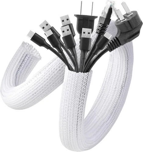 Vista 20 de AGPTEK Cable Sleeve, 10ft - 1 inch Cable Management Cord Hider, Black Negro