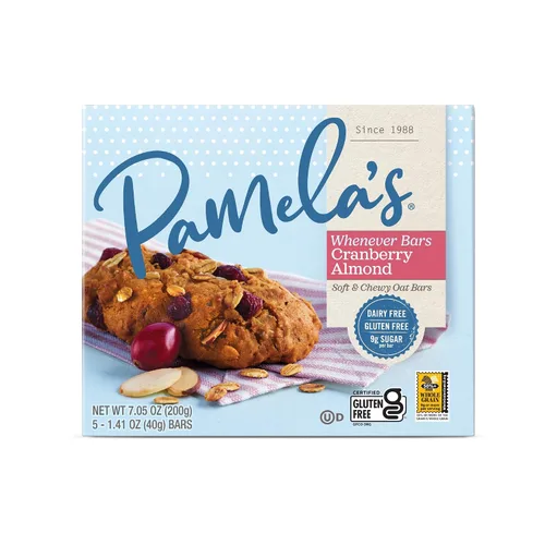 Vista 2 de Pamela's Whenever Bars Quartet - Cuarteto de barras sin gluten para el desayuno y aperitivos para llevar, almendra de arándano, especias de nuez