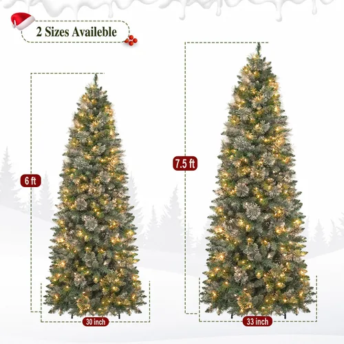 Vista 5 de Árbol de Navidad preiluminado con lápiz delgado de 6 pies