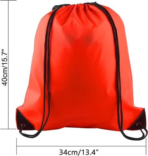 Vista 2 de KUUQA 40 bolsas de mochila con cordón, bolsas de almacenamiento para escuela, gimnasio, viajes, Rojo -, Classic