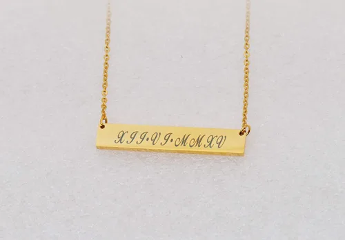 Vista 3 de Aoloshow Collar con barra de nombre personalizado regalo de joyería de oro
