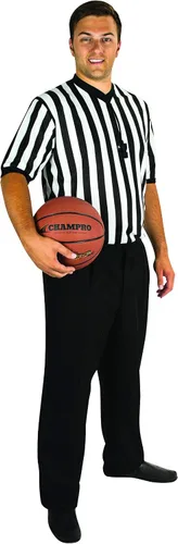 Vista 4 de Camisa de árbitro de baloncesto Champro Dri-Gear de color negro y blanco XS-3XL