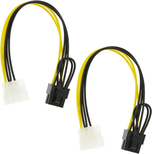 Vista 7 de Paquete de 2 cables de alimentación de 4 pines MOLEX a 6 pines para tarjeta de video GPU, 8.6’’ 22cm