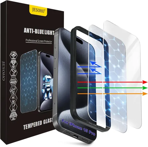 Vista 13 de Protector de pantalla de luz azul para iPhone 11, iPhone XR (6.1") HD con bloqueo de luz azul, película de vidrio templado, protección