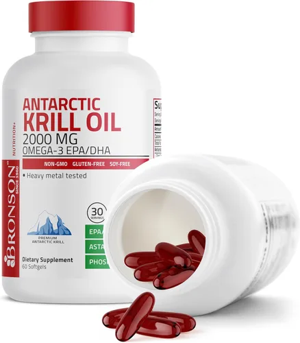 Vista 6 de Bronson Antarctic Krill Oil 2000mg with Omega-3s EPA, DHA, Astaxanthin and Phospholipids 60 Softgels