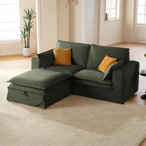 Vista 22 de Juego de sofá de 2 piezas de gran tamaño de 125 pulgadas para sala de estar, funda extraíble lavable, cómodo sofá nube de 3 plazas y sofá biplaza
