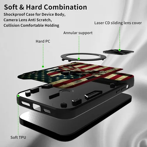 Vista 2 de Funda para Samsung Galaxy A03S de 6.5 pulgadas, funda protectora resistente con función atril giratorio de 360 grados, funda protectora resistente
