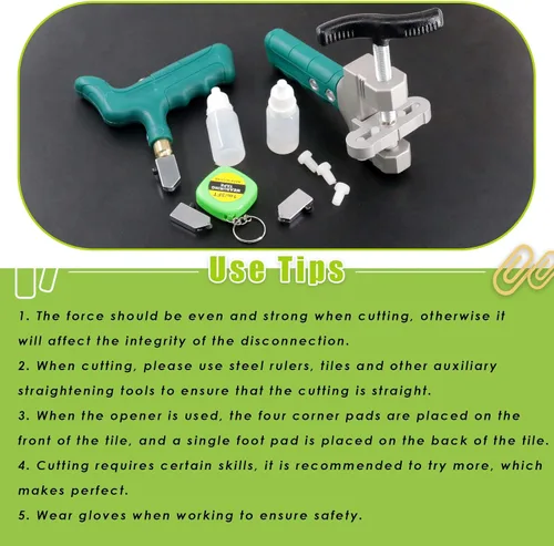Vista 6 de Keadic Kit de herramientas para cortar azulejos de vidrio, alicates para romper vidrio, juego de herramientas manuales con cuchillas de acero aleado