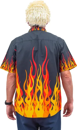 Vista 2 de Famoso Guy Feir Chef Camisa Gafas Peluca Barba Halloween Disfraz Set Completo Cosplay