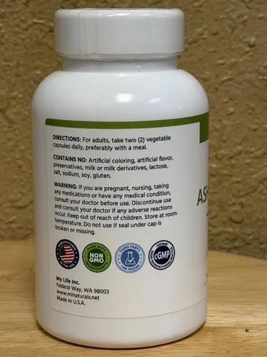 Vista 5 de ML Naturals Premium Ashwagandha Orgánico 1000 mg por Porción, 120 Cápsulas Vegetales con Extracto de Pimienta Negra, Sin OGM, Sin Gluten, Facilidad