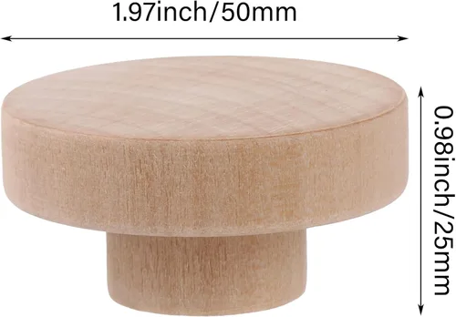 Vista 4 de RDEXP Home Accessory - Juego de 10 pomos redondos de madera de 1.969 x 0.984 in para armario, cajón, armario, puerta de armario