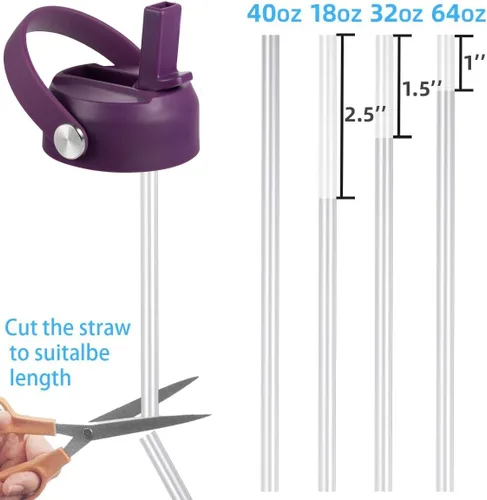 Vista 4 de Tapa de popote RRegeny para Hidromatraz de Boca Ancha 32 40 oz, Tapas con asa flexible compatible con Hidromatraz, Tapa deportiva de repuesto