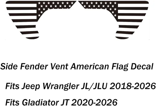 Vista 3 de Zxiaochun Adhesivos de Parrilla Lateral Bandera Americana Precortados Vinilo Adhesivo de Bandera USA para Jeep Wrangler JL JLU 2018-2022 2023 2024