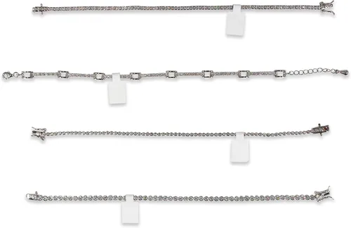 Vista 3 de CuteBox - Etiquetas de reparación, precio e identificación de joyas, 1000 unidades, mancuerna blanca rectangular Tyvek, autoadhesivas para anillos