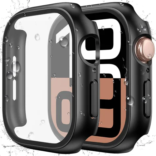 Vista 37 de YIJDACASE - Juego de 2 estuches impermeables para protector de pantalla de Apple Watch Series 10 Series 11 (2025) 46mm con vidrio templado