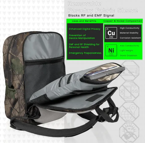 Vista 2 de Xtreme Sight Line ~ Xecutive Transport Faraday Backpack ~ Removable Signal-Blocking Laptop Sleeve ~ Carry-On Travel Friendly ~ Mil-Spec 1000D Nylon