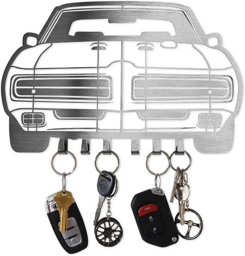 Vista 22 de MOOH Llavero de metal automotriz con 6 ganchos, regalo único para amantes de los automóviles montado en la pared para hombres y mujeres, decoración