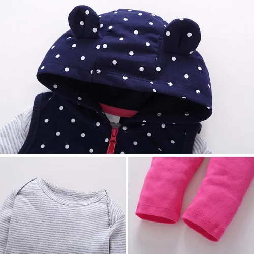 Vista 3 de Conjunto de ropa cálida de invierno y otoño para niños y niñas