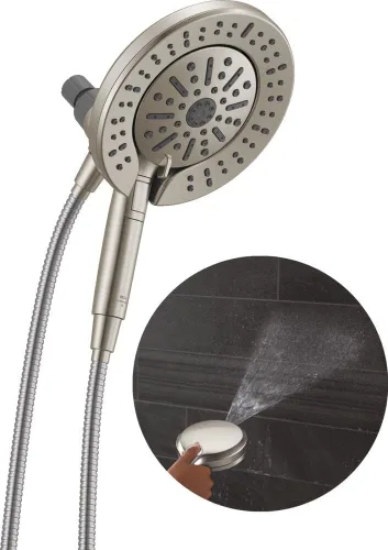 Vista 13 de Delta In2ition - Cabezal de ducha doble 2 en 1 de 5 ajustes con spray ProClean de alta presión de mano, cabezal de ducha desmontable dorado