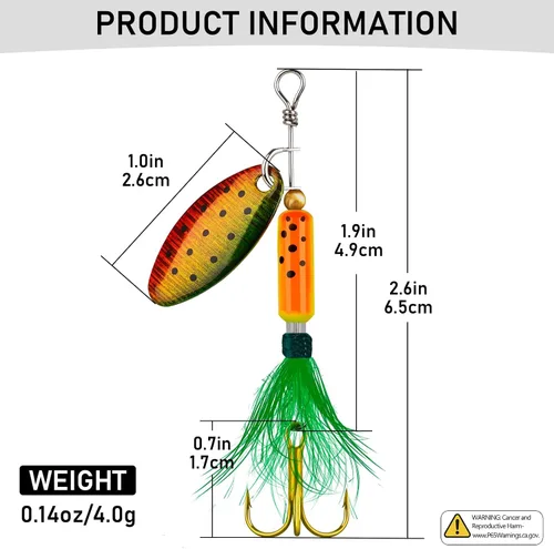 Vista 2 de THKFISH Spinnerbait Spinners Spinnerbait señuelos de trucha Señuelos de pesca para lubina trucha Crappie