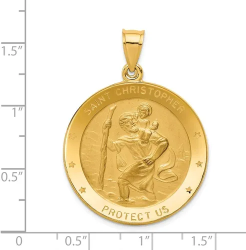 Vista 3 de Colgante con medalla de San Cristóbal de oro amarillo macizo de 14 k, 1.575 in x 1.142 in, Metal