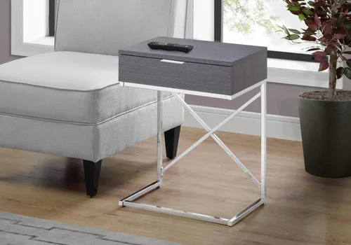 Vista 4 de Monarch Specialties I Accent, mesa final, mesita de noche, GRIS