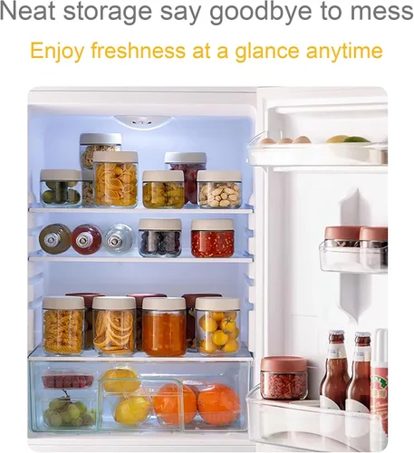 Vista 7 de Custde Recipientes pequeños de vidrio con tapas, tarros de avena durante la noche, recipientes de condimentos de 15.2 oz para salsa de aderezo