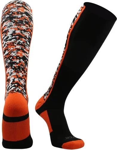 Vista 23 de TCK Calcetines de béisbol y fútbol americano de camuflaje digital para jóvenes, niños y hombres - Longitud por encima de la pantorrilla Negro