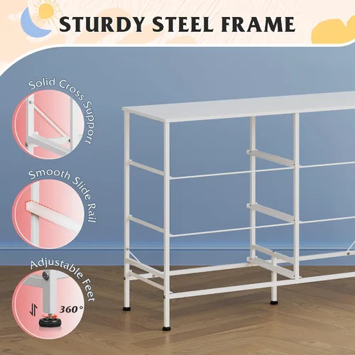 Vista 8 de WLIVE Cómoda de tela rosa para dormitorio, cómoda de 6 cajones, cómoda