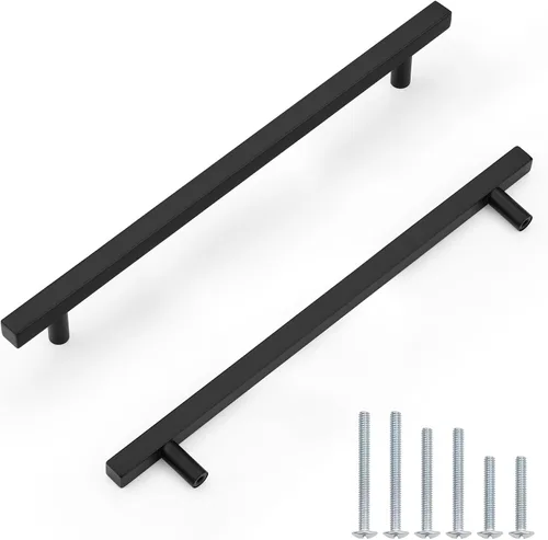 Vista 47 de Probrico Paquete de 5 manijas de gabinete, color negro, 2-1/2 pulgadas (2.520 in), barra cuadrada en T, manijas de gabinete de cocina, tiradores