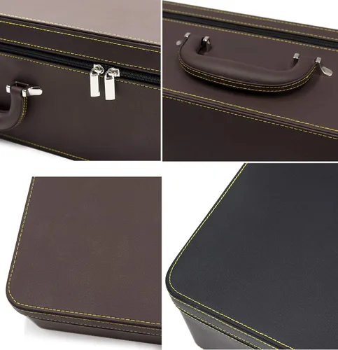 Vista 4 de Caja de Joyería Portátil Grande Organizador Comercial con Asa y Cremallera, Estuche de Accesorios de Piel Sintética con Bandejas, Regalo