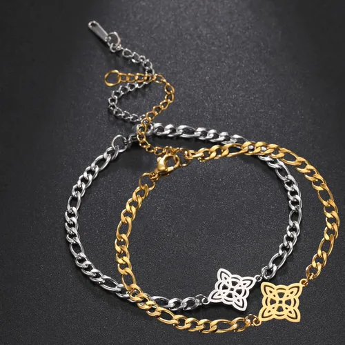 Vista 16 de Pulsera de nudo de bruja, nudo celta, símbolo de Wicca pagana, nudo mágico, pulsera de joyería de brujería, pulsera de acero inoxidable ajustable