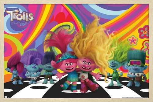 Vista 7 de Trends International Trolls Band Together (2023) - Universe Wall Poster, 22.4L x 14.7W, Barnwood Framed Version