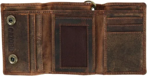 Vista 4 de Cazoro - Cartera de cuero vintage con cadena triple RFID para hombre