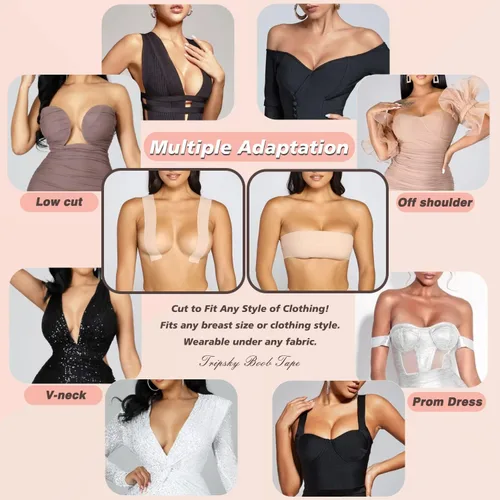 Vista 5 de Tripsky XL Breast Lift Tape, BoobTape for Large Breasts,Body Tape for Fashion,Athletic Tape Boobytape &NippleCover for A-GCup