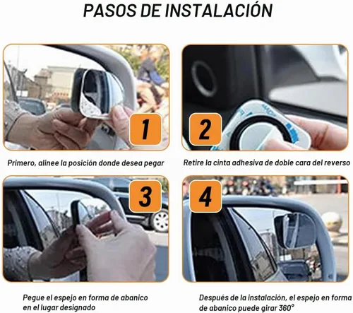 Vista 7 de 2 piezas Espejo retrovisor automotriz, espejo para punto ciego, espejos ajustables HD sectoriales, espejos convexos de gran ángulo sin marco