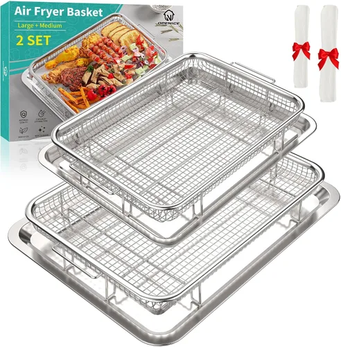 Vista 12 de Cesta para Freidora de Aire para Horno, OPENICE Bandeja y Sartén Grande de Freidora de Aire de 15.6" x 11.6" con 30 Piezas de Papeles de Pergamino