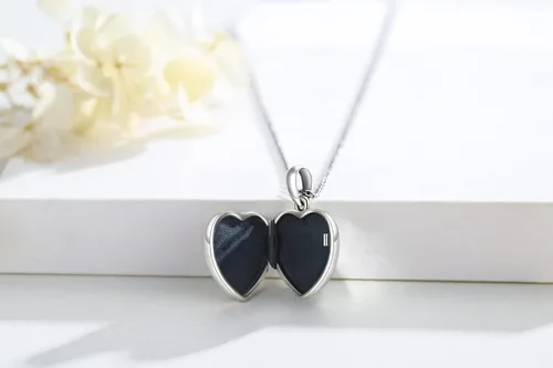 Vista 4 de Lucky Elephant Locket Necklace Sterling Silver Customize Heart Locket Necklace That Holds Picture Elephant Pendant Jewelry Gifts for Women Girls Mom