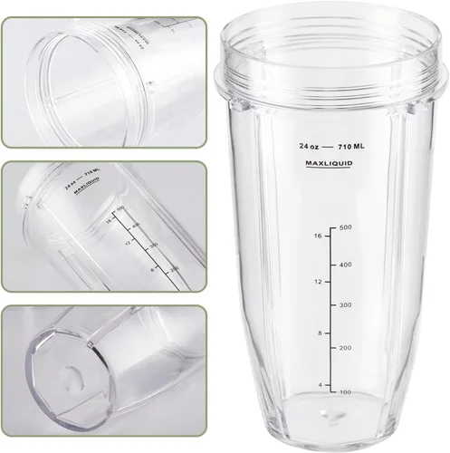 Vista 6 de Paquete de 2 vasos de repuesto para licuadora con tapas para sorbo