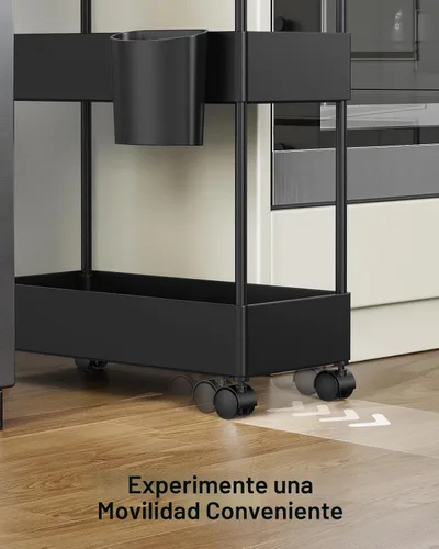 Vista 7 de Pipishell Carrito de almacenamiento delgado con ruedas, organizador de baño de 3 niveles y carrito de almacenamiento, carritos rodantes para baño