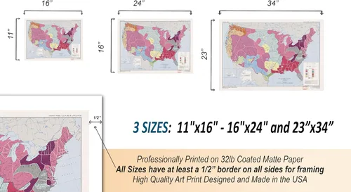Vista 4 de 1967 Mapa de tribus nativas americanas de Estados Unidos – Culturas e idiomas – Historia de pueblos indígenas indios – Decoración de aula