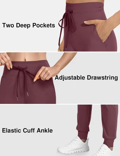 Vista 4 de TARSE Pantalones deportivos para mujer con bolsillos y cordón para correr