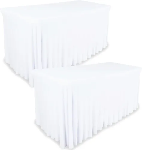 Vista 10 de Falda de mesa para mesas rectangulares de 6 pies – Fundas de mesa de elastano para mesa estándar de 6 pies – Mantel elástico ajustable de una pieza